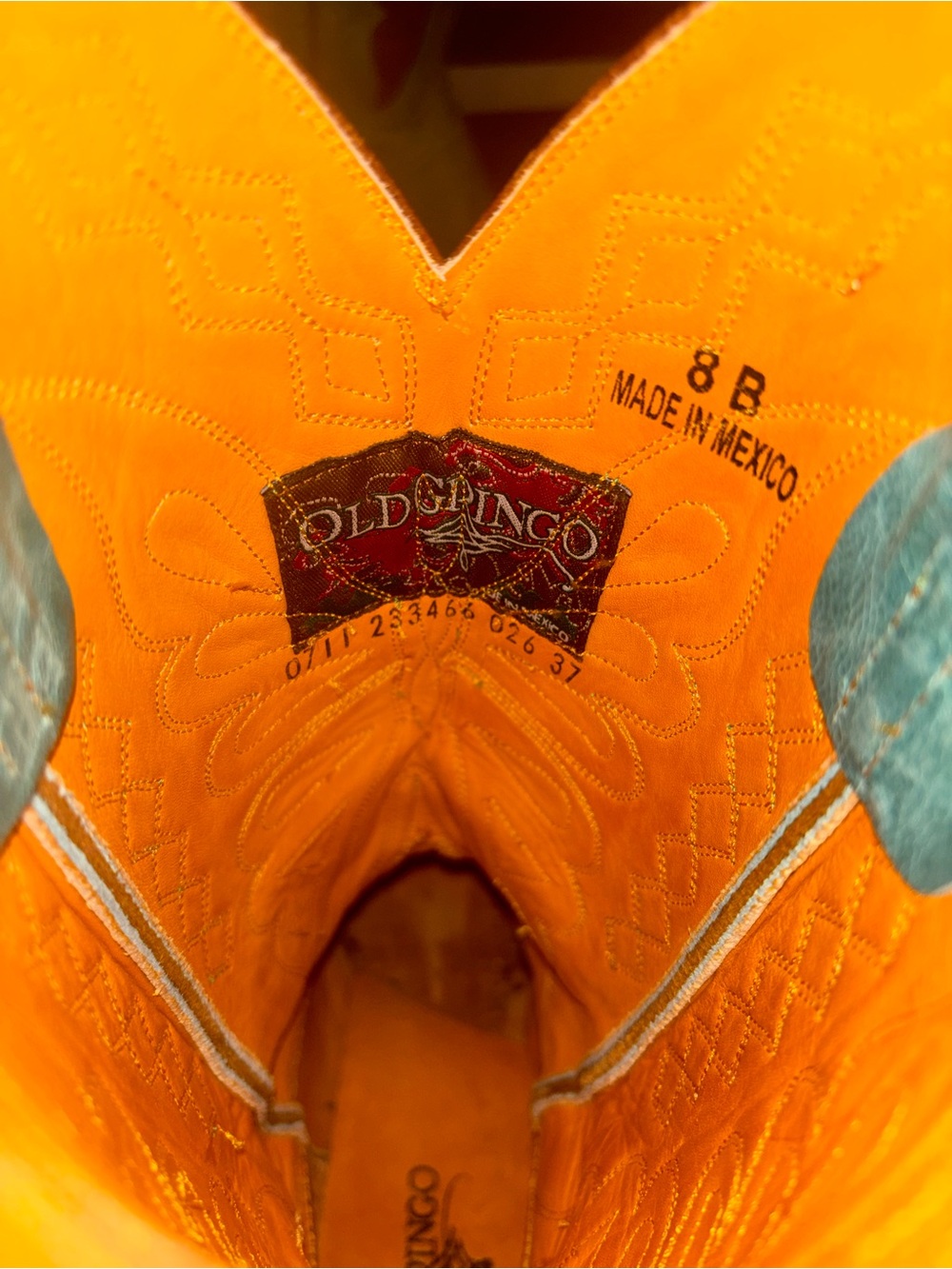 Old Gringo Orange and Turquoise Western Boots - Picture 3 of 4